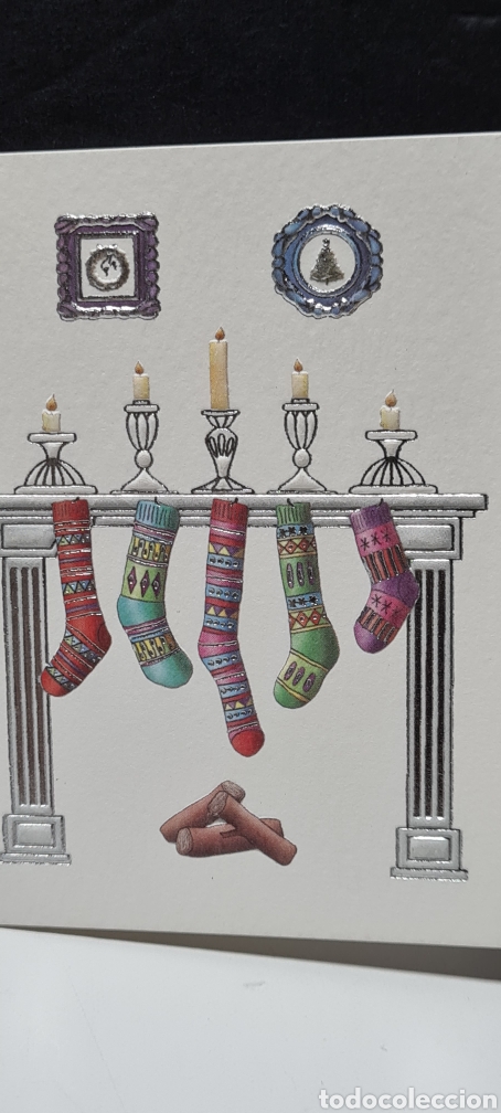Postkarten: Preciosa postal de Navidad. Diptico. Escrita. Calcetines.
