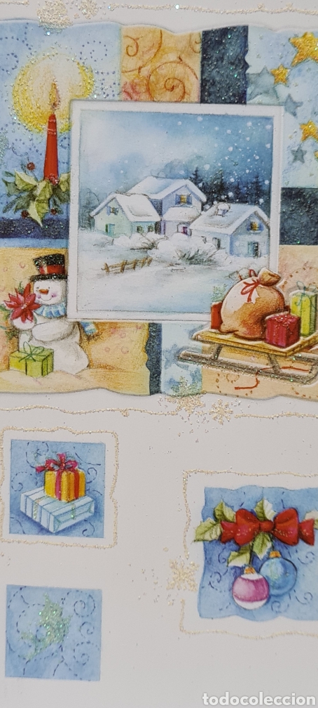 Postais: Preciosa postal de Navidad. Diptico. Sin escribir. Con purpurina.