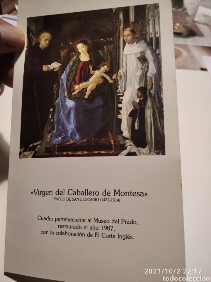 Postales: Postal felicitacion Virgen del caballero de Montesa 1987 el Corte ingl&eacute;s