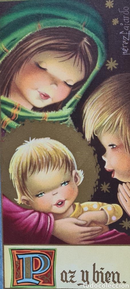 Postcards: Preciosa postal de Navidad. Diptico P&eacute;rez Fajardo. Escrita. Gran tama&ntilde;o