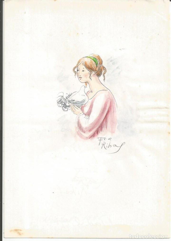 Postcards: FELICITACION NAVIDAD *FCA. RIBAS* - DIBUJO HECHO A MANO, DIPTICA, 15,5X11 CM, A&Ntilde;O 1986