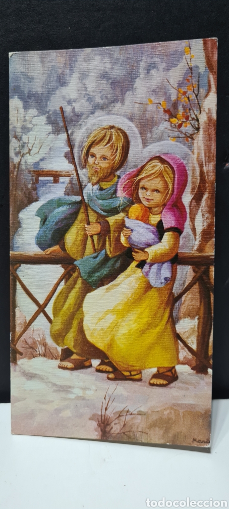 Postales: Preciosa postal de Navidad. Diptico. Maria. Escrita - Foto 5