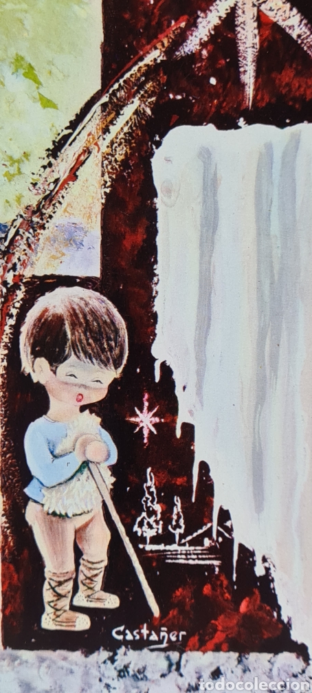Postais: Preciosa postal de Navidad. Diptico. Casta&ntilde;er. Escrita