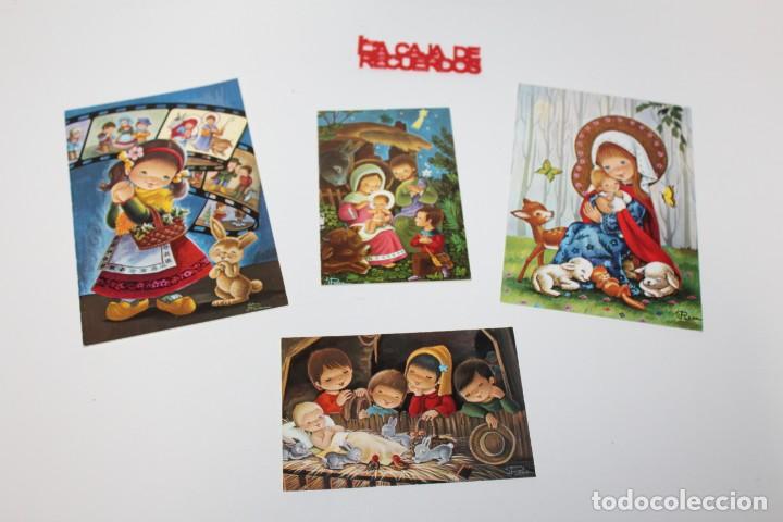 Postales: 4 POSTALES NAVIDAD ROSA - ESCRITAS - Foto 1