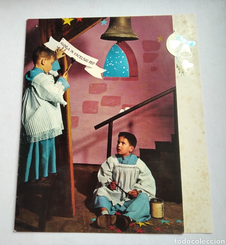 Cartes Postales: tarjeta d&iacute;ptico felicitacion navidad monaguillos gloria in excelsis deo / 13 x 16 cm