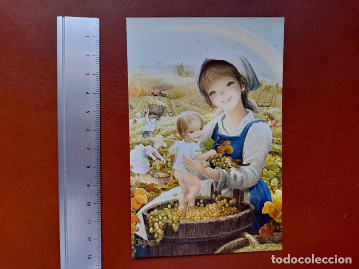 Postais: Christmas Postal Navide&ntilde;a Antigua. Virgen con Ni&ntilde;o en Vendimia