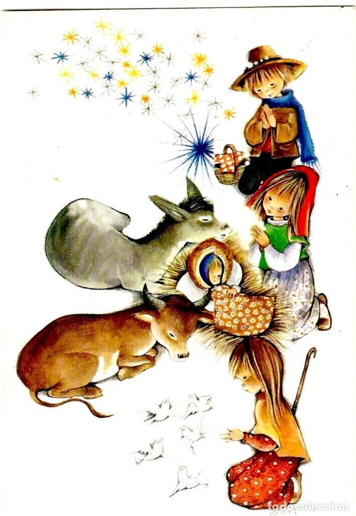 Postkarten: Felicitaci&oacute;n Navide&ntilde;a - D&iacute;ptica - Ed. Sabadell - Betlem -2357-4 - Ilustra Roser Puig - 130x88mm.