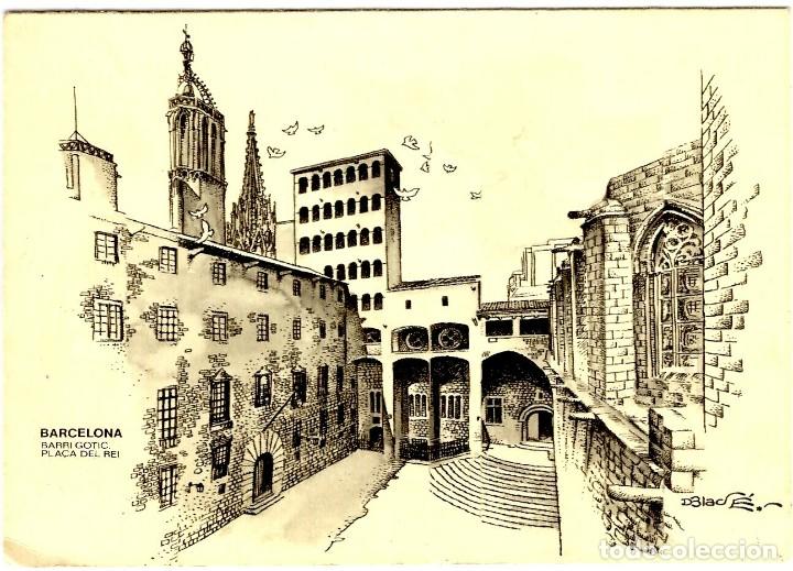 Postkarten: Felicitaci&oacute;n Navide&ntilde;a-D&iacute;ptica 115x170mm-Barcelona Pla&ccedil;a del Rei- Ilustra Blad&eacute;-Subi 1462-7