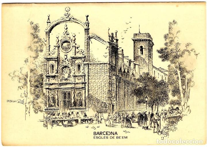 Postkarten: Felicitaci&oacute;n Navide&ntilde;a-D&iacute;ptica 115x170mm-Barcelona Esglesia de Betlem- Ilustra Blad&eacute;-Subi 23695-3