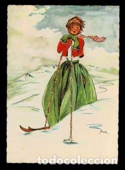 Postales: 0845E -PATINADORA NAVIDE&Ntilde;A- EDIC. M. Nr. 5690- (ALEMANA) 14,8X10,5 CM - ILUSTRA JOOLE?