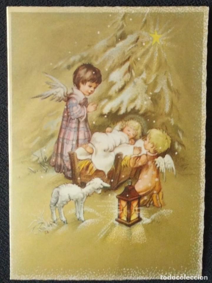 Cartes Postales: 0880E -ANGELES CUSTODIOS EN PORTAL DE BELEN -IMPRESA EN ALEMANIA - DIPTICA 15X10,5 CM- ILUSTRA JB