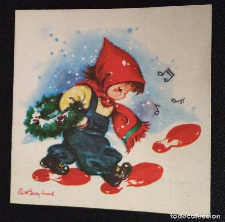 Cartes Postales: 0888E - HUELLAS NAVIDE&Ntilde;AS- EDICION WOODHEAD'S SERIE PEARL- DIPTICA 9,5X9,5 CM. ILUSTRA R.G.WOOD
