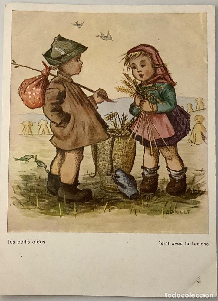 Postais: Postal Ilustrada. Les petis aides. Pintado con la boca