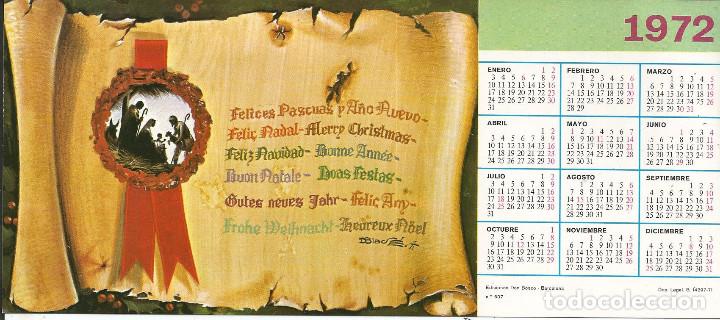 Postkarten: FELICITACION NAVIDAD *DBLAD&Eacute;* A&Ntilde;O 1972 - CON CALENDARIO - 21,5X9,5 CM