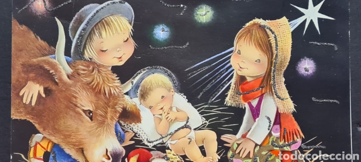 Postkarten: Preciosa postal de Navidad. Diptico. Constanza. CyZ. Escrita. Con purpurina.