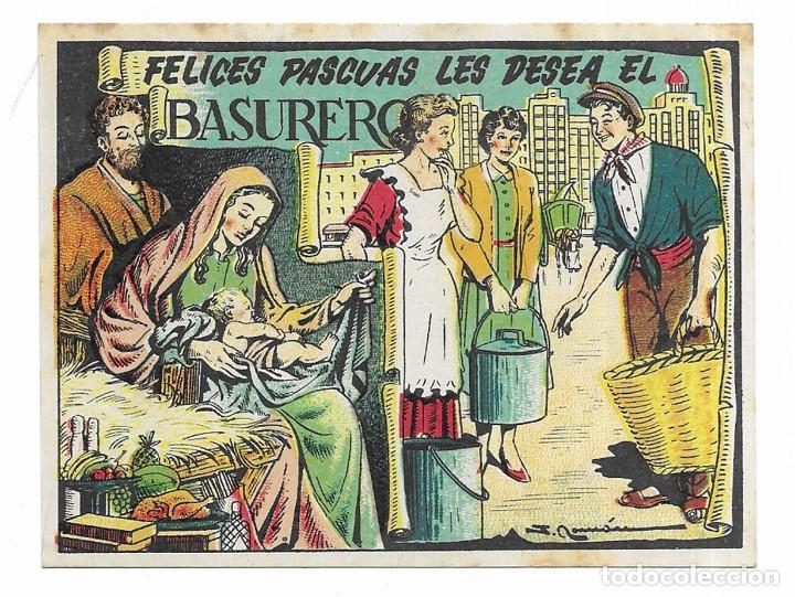 Postales: Felicitacion / Nadala. Felices Pascuas les desea el Basurero. 1940 / 1950