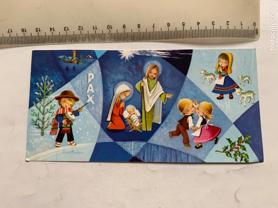 Cartoline: FELICITACI&Oacute;N NAVIDAD. PARTE FRONTAL DE DIPTICO. ILUSTRACION CONSTANZA. NAVIDAD 1966.