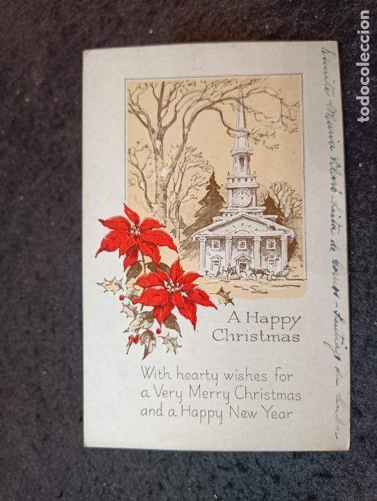 Postales: HAPPY CHRISTMAS-SELLO DE CENSURADO POR DIRECCION GENERAL SEGURIDAD BARCELONA-POSTAL ANTIGUA-(92.713)