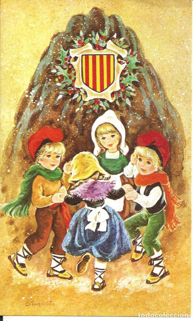 Postales: FELICITACION NAVIDAD *GUARDIA* - NI&Ntilde;OS BAILANDO LA SARDANA - PERLA 4A-6089/C- 13,5X8,5 CM