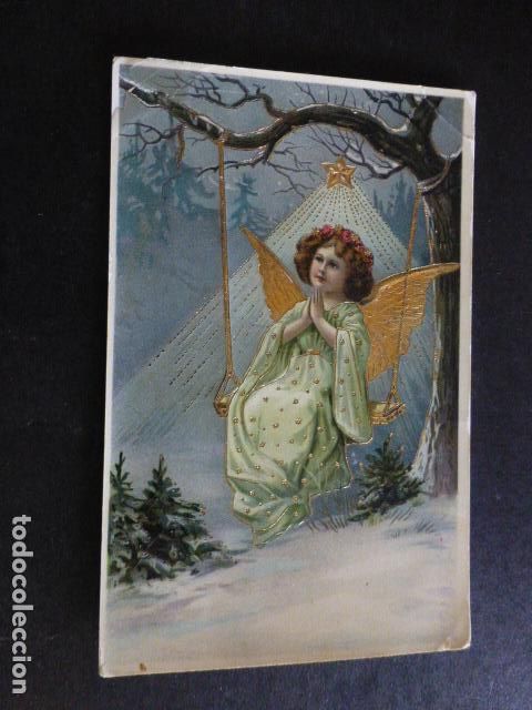 Postales: ANGEL EN COLUMPIO POSTAL NAVIDAD - Foto 1