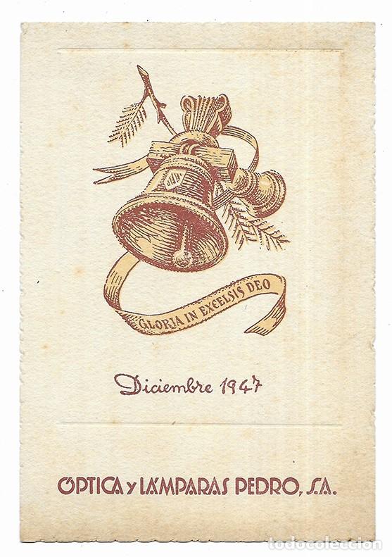 Postales: Felicitacion / Nadala. &Oacute;PTICA y L&Aacute;MPARAS PEDRO, S.A. Diciembre 1947