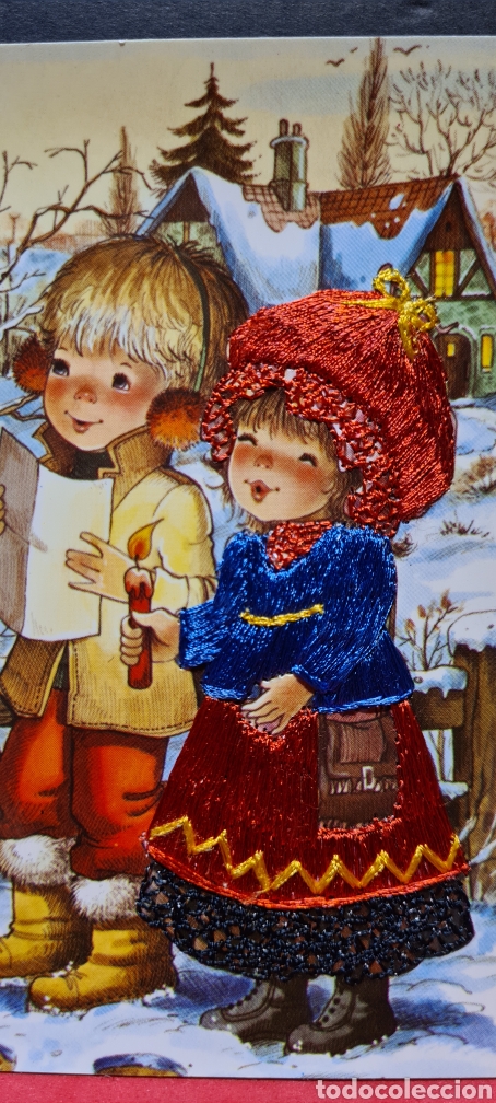 Cartes Postales: Preciosa postal bordada. Navidad. Mary May?