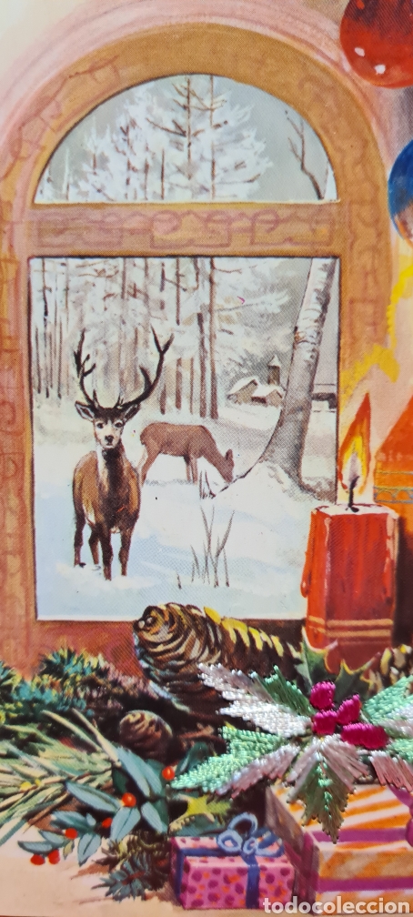 Cartes Postales: Preciosa postal bordada. Navidad. Sin escribir.