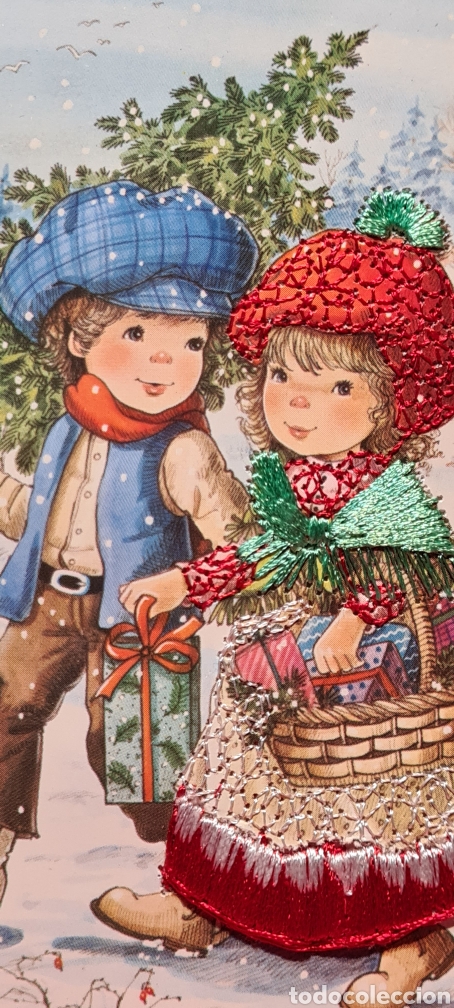 Cartes Postales: Preciosa postal bordada. Navidad. Sin escribir.Mary May?