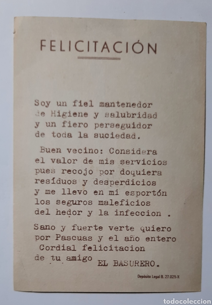 Postales: FELICITACION DE NAVIDAD / EL BASURERO - Foto 2