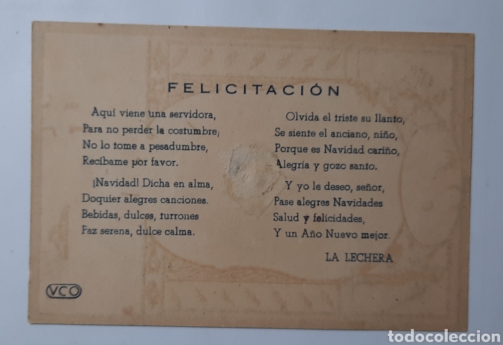 Postales: FELICITACION DE NAVIDAD / LA LECHERA / EDICION VCO - Foto 2