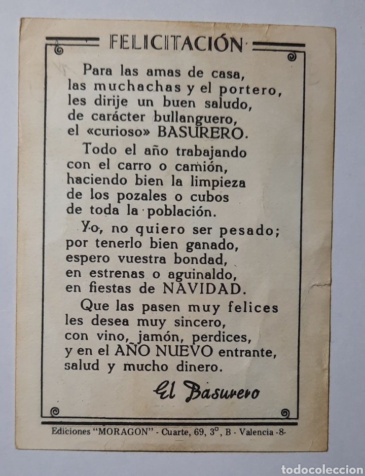 Postales: FELICITACION DE NAVIDAD / EL BASURERO / EDICIONES MORAGON - Foto 2