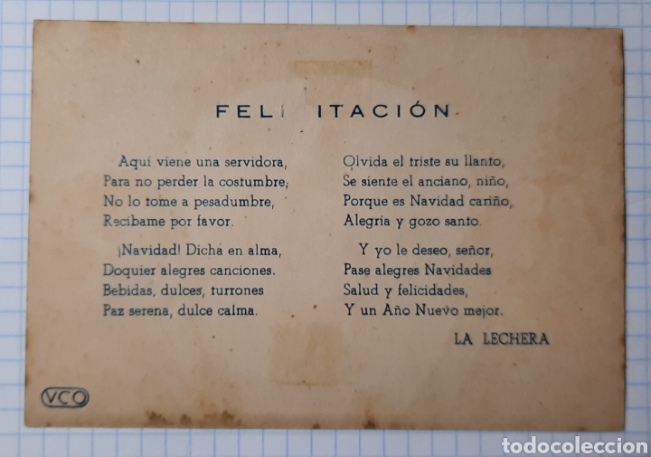 Postales: FELICITACION DE NAVIDAD / LA LECHERA / EDICION VCO - Foto 2