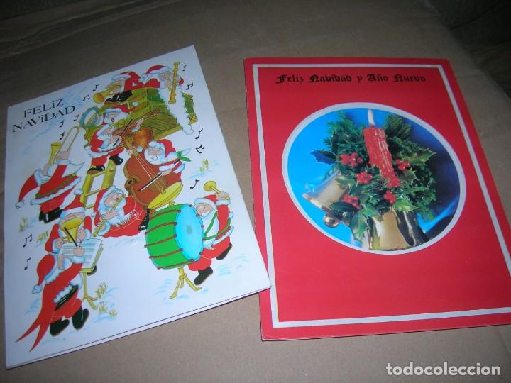 Postais: 2 Tarjetas de felicitaci&oacute;n de navidad m&uacute;sicales (no funcionan, pila gastada). Una usada, a&ntilde;o 1992.