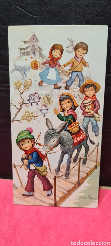 Postales: Preciosa postal de Navidad. Peralta. Diptico. Escrita - Foto 2