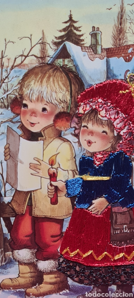 Cartes Postales: Preciosa postal de Navidad. Bordada. Mary May?.