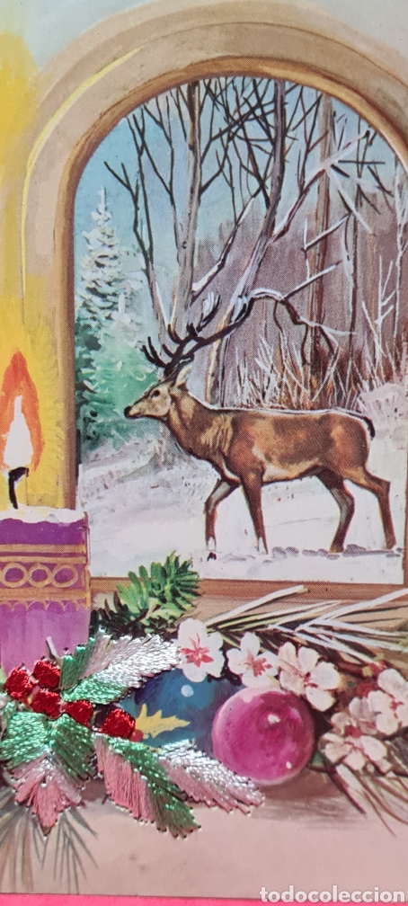 Cartes Postales: Preciosa postal de Navidad bordada
