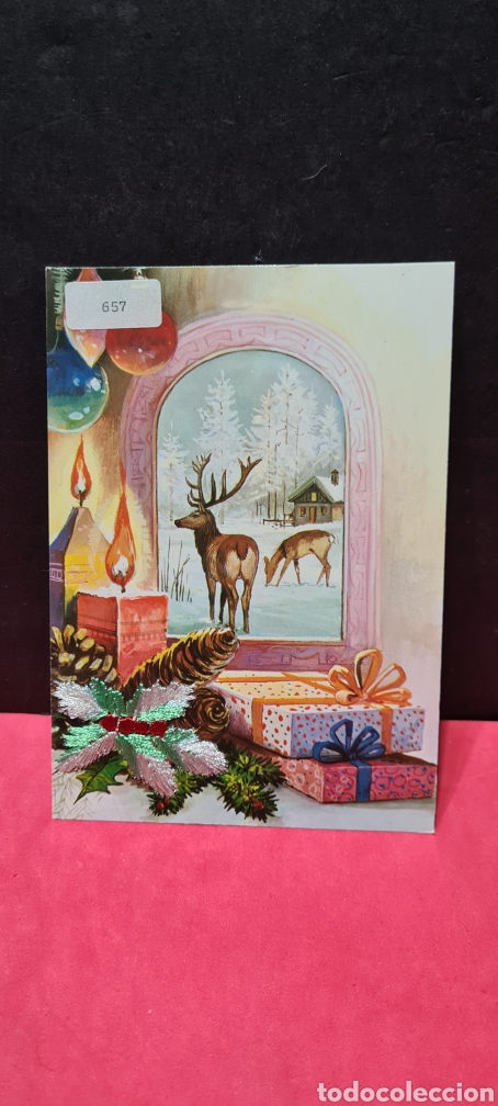 Postales: Preciosa postal de Navidad bordada - Foto 2