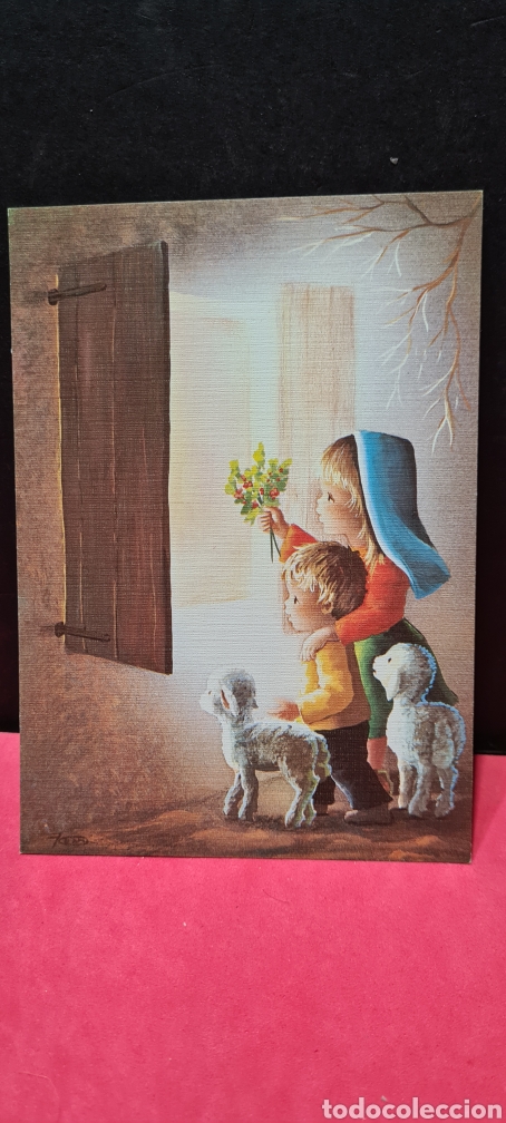 Postales: Preciosa postal de Navidad. Joan . Diptico. Escrita - Foto 2