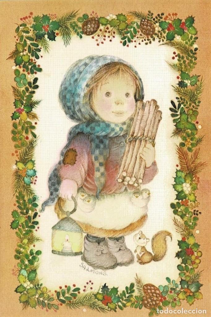 Postkarten: 0913P - SALMONS - LA LE&Ntilde;ADORA NAVIDE&Ntilde;A- EDICIONES BUSQUETS 02.04.380.1 - DIPTICA 17X11,5 CM-1982