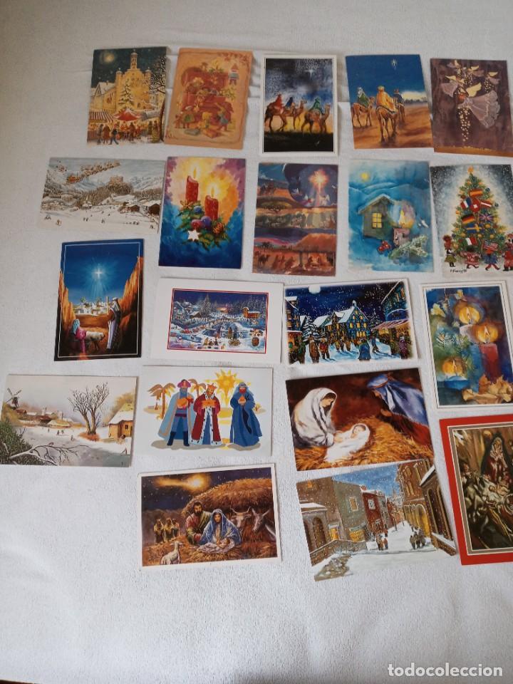 Postales: 20 TARJETAS DE NAVIDAD PINTADAS CON BOCA Y PIES - Foto 1