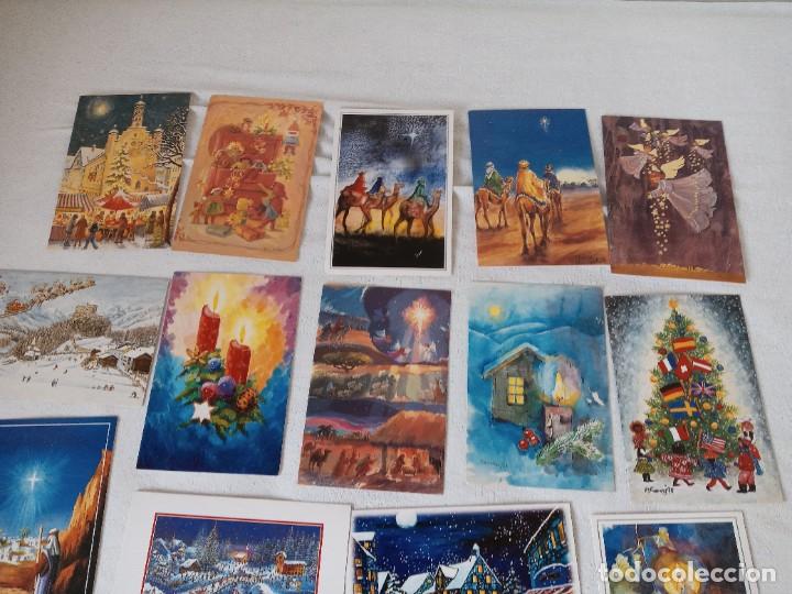 Postales: 20 TARJETAS DE NAVIDAD PINTADAS CON BOCA Y PIES - Foto 2