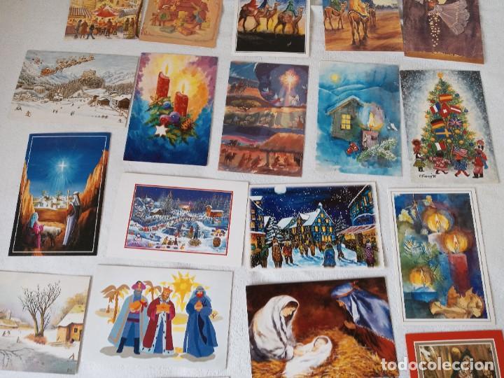 Postales: 20 TARJETAS DE NAVIDAD PINTADAS CON BOCA Y PIES - Foto 3