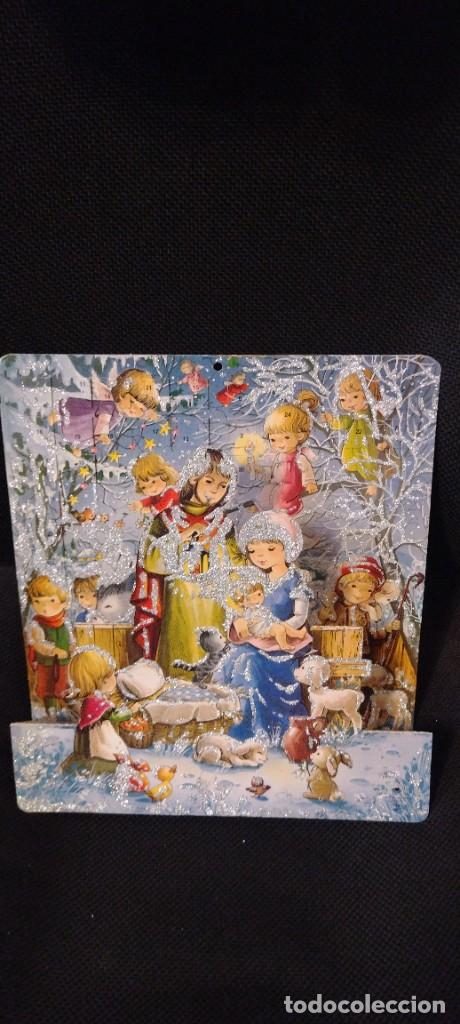 Postais: Bonito calendario de adviento. Navidad. Purpurina. En relieve. Unos 25 cm