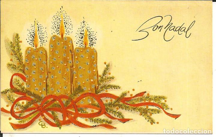 Postkarten: FELICITACION NAVIDAD *CENTRO NAVIDE&Ntilde;O CON VELAS* - ILUSTRA CB - GOLDEN 119 - DIPTICA, 8,5X13,5 CM