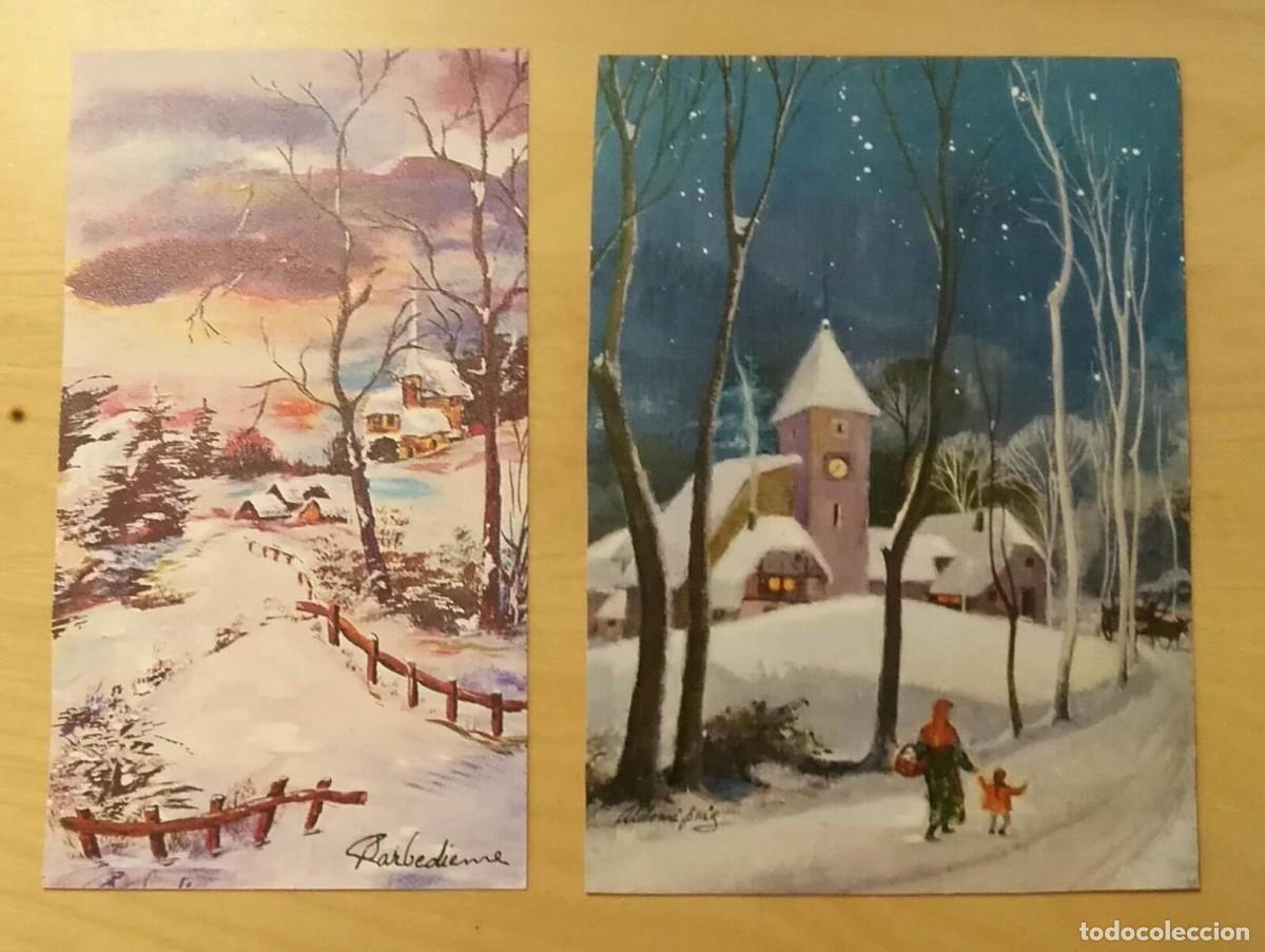 Postais: PN 45 Lote 2 tarjetas postales felicitaci&oacute;n navide&ntilde;a - Ilustraci&oacute;n Barbedieme y Aldo... Puig