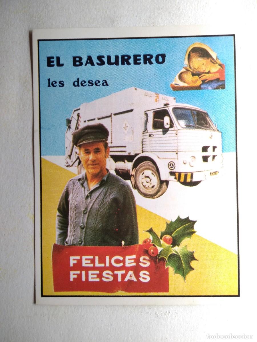 Cartoline: FELICITACI&Oacute;N,FELICES FIESTAS,LES DESEA EL BASURERO.