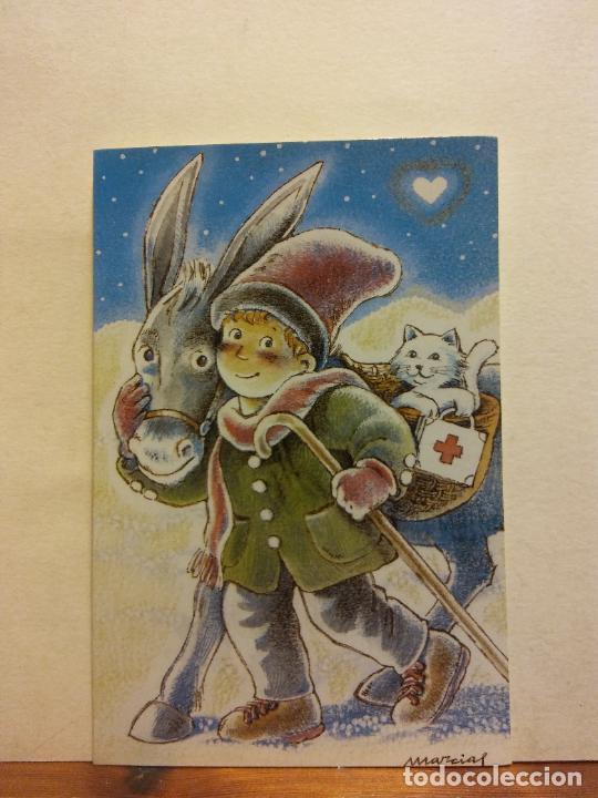 Cartes Postales: NI&Ntilde;O Y SUS MASCOTAS. MARCIAL FERN&Aacute;NDEZ. BONITA TARJETA NAVIDAD. D&Iacute;PTICO. CIRCULADA