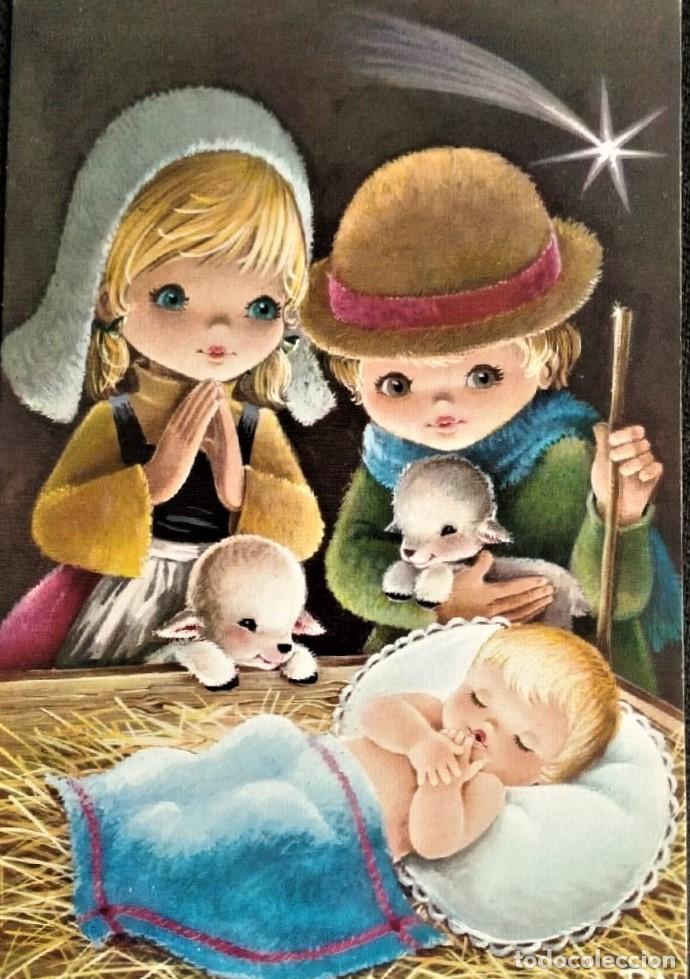 Cartes Postales: 0898H - ADORACI&Oacute;N AL NI&Ntilde;O DEL PESEBRE -EDICIONES SUBI N.618-4 - DIPTICA 17,5X12 CM - ILUSTRA DN