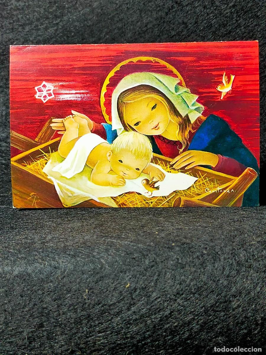 Postales: D&iacute;ptico Felicitaci&oacute;n Navidad Constanza Armengol CyZ 1183/33-B 1973 Virgen y Ni&ntilde;o Jes&uacute;s
