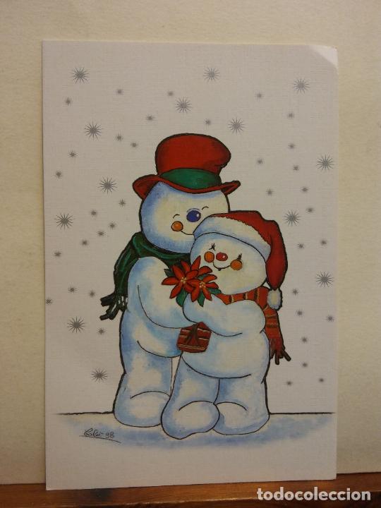Cartoline: MU&Ntilde;ECOS DE NIEVE. BONITA TARJETA. D&Iacute;PTICO. NO CIRCULADA